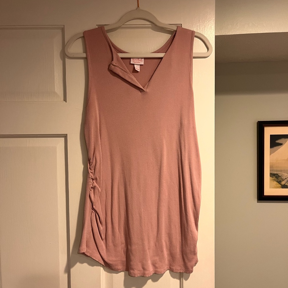 Isabel Maternity by Ingrid & Isabel Ribbed V-Neck Maternity Tank - Dusty Rose